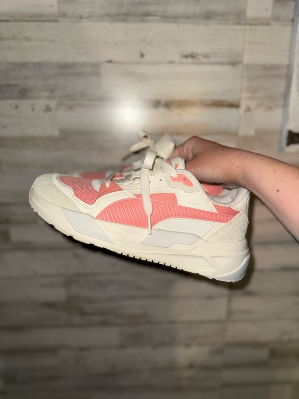 Puma Women’s Cream & Pink Casual Lace-Up Sneakers